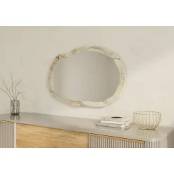 Lossa väggspegel - Vit marmor