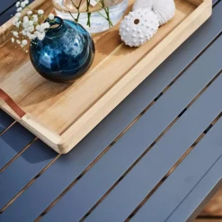 Loungegrupp i aluminium med grå dynor - Melo + Textilrengöring för möbler