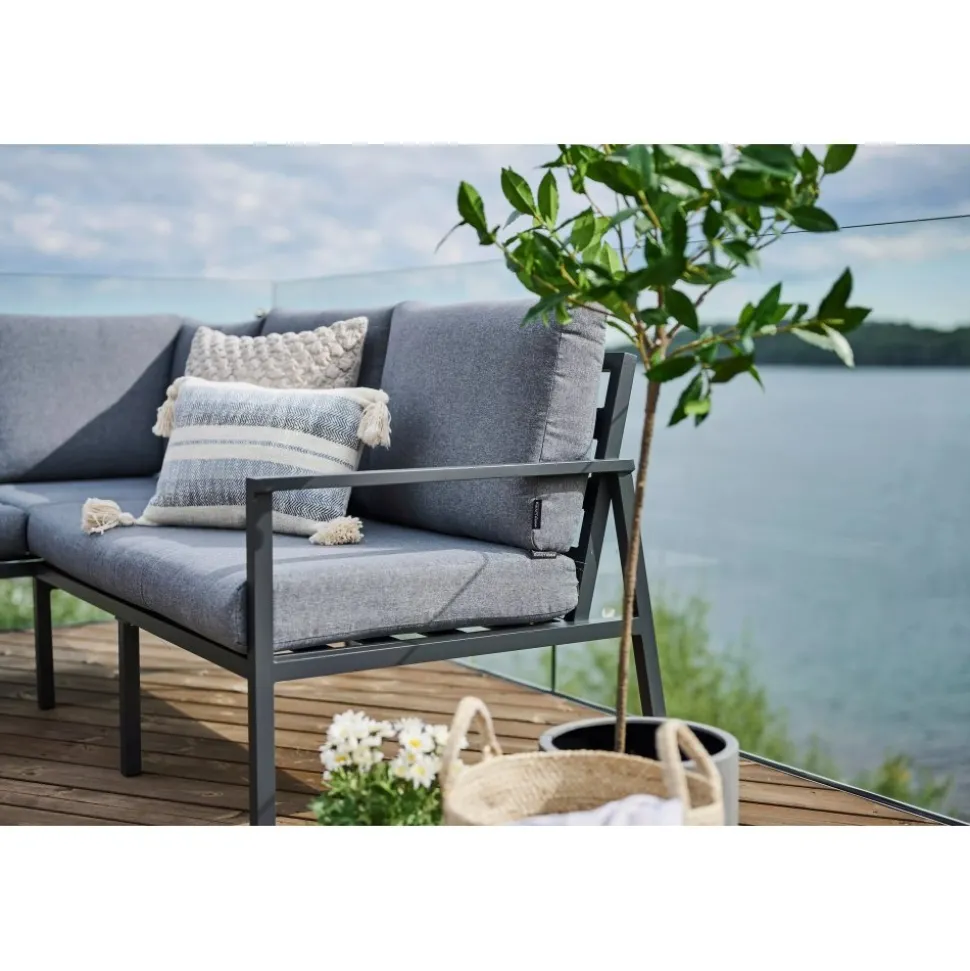 Loungegrupp i aluminium med grå dynor - Melo + Fläckborttagare för möbler