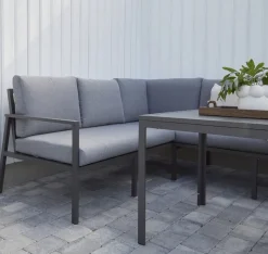 Loungegrupp i aluminium med grå dynor - Melo + Fläckborttagare för möbler