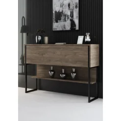 Lux avlastningsbord 120 x 30 cm - Valnöt/svart