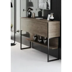 Lux avlastningsbord 120 x 30 cm - Valnöt/svart