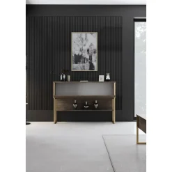 Lux avlastningsbord 120 x 30 cm - Valnöt/guld