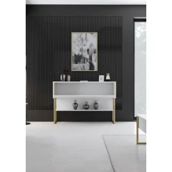 Lux avlastningsbord 120 x 30 cm - Vit/guld