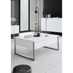 Lux soffbord 90 x 60 cm - Vit/silver