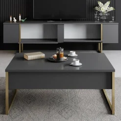 Lux TV-bänk - Antracit/guld