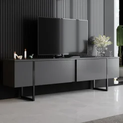 Lux TV-bänk - Antracit/svart