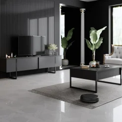 Lux TV-bänk - Antracit/svart