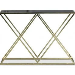 Maine konsolbord i mässing med tonat glas 107 x 30,5 cm