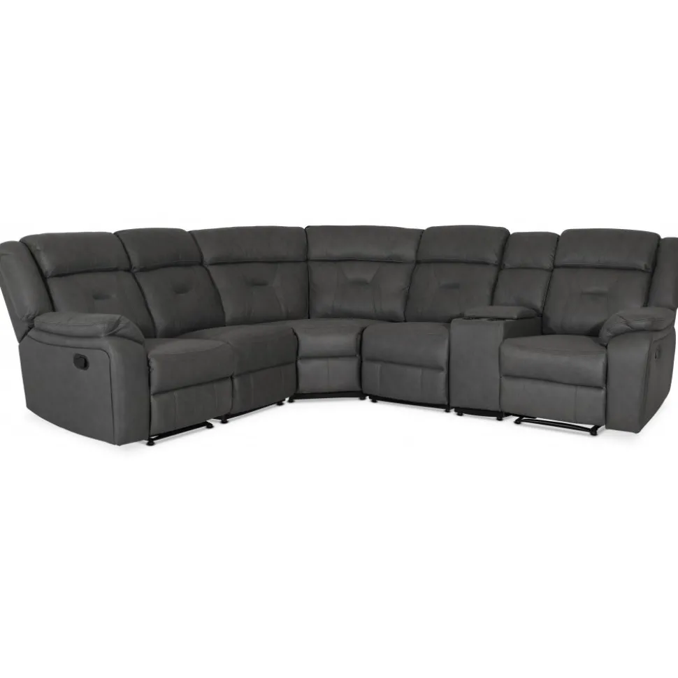 Manhattan hörnsoffa - recliner och drickahållare - Grå PU + Textilrengöring för möbler