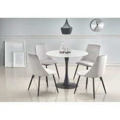 Marco matbord Ø90 cm - Vit marmor/svart