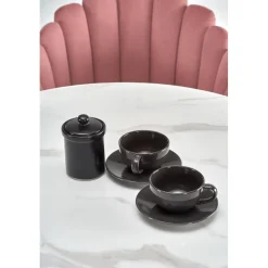 Marco matbord Ø90 cm - Vit marmor/svart