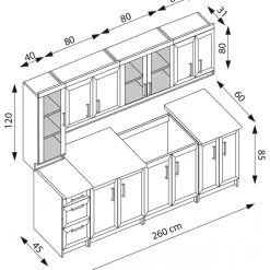 Margaret komplett kök 260 cm - Valnöt