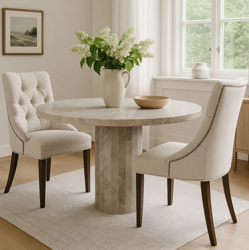 Marmorbord Ø110 cm - Pegani + Textilrengöring för möbler