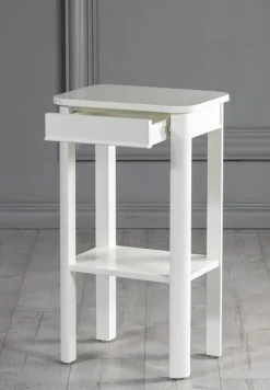 Marstrand sängbord med låda - Vit + Textilrengöring för möbler