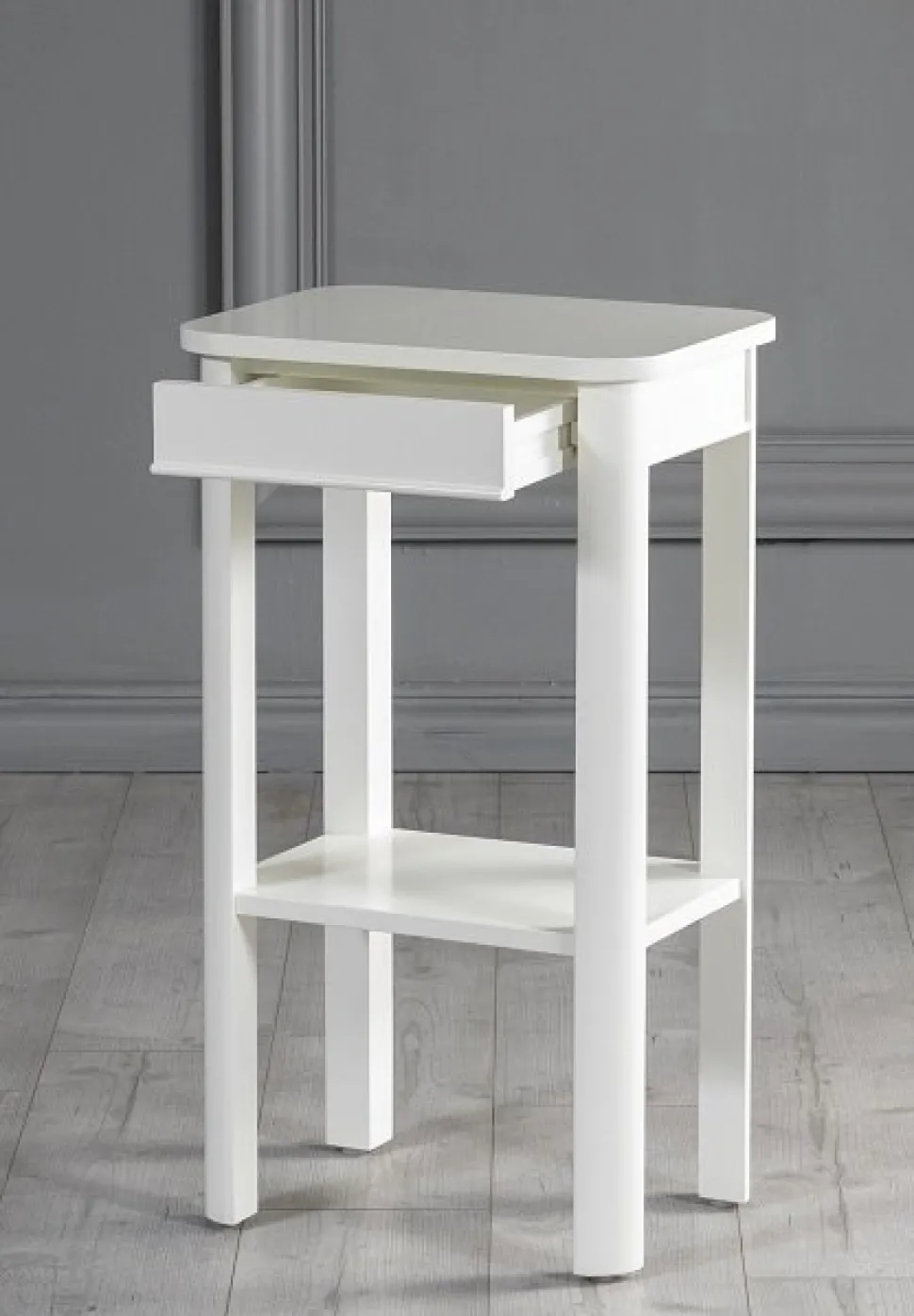 Marstrand sängbord med låda - Vit + Möbeltassar