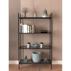 Marta bokhylla - Svart/rökglas