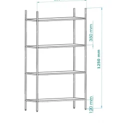 Marta bokhylla - Svart/rökglas