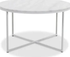 Maryland soffbord 85 cm - Vit äkta Marmor / Vit