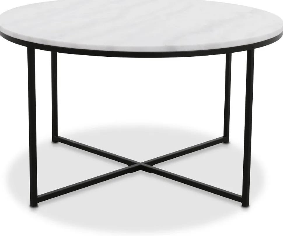 Maryland soffbord Ø85 cm - Vit äkta Marmor / Svart
