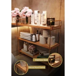 Masa vägghylla - Guld/brun