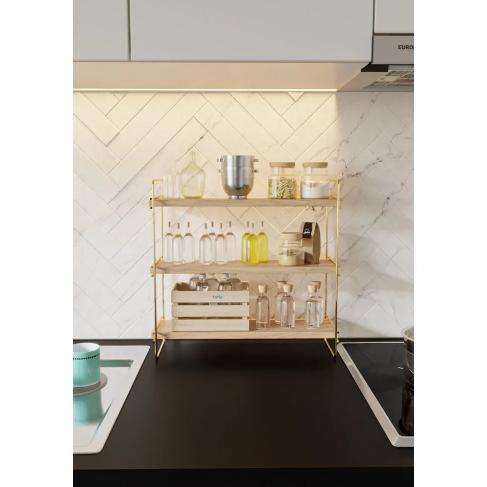 Masa vägghylla - Guld/brun