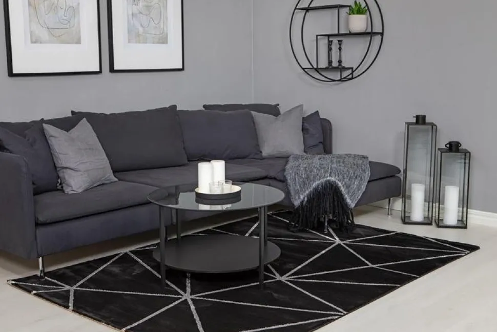 Maskinvävd matta Diamond Lines - Silver