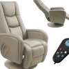 Massagefåtölj i beige PVC med fjärrkontroll