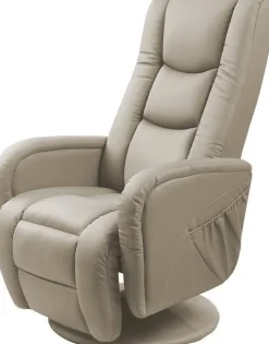 Massagefåtölj i beige PVC med fjärrkontroll