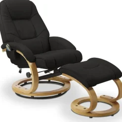 Massagefåtölj med fotpall i svart pu - Lanzer + Fläckborttagare för möbler