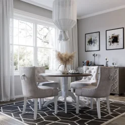 Matbord Ø120 cm - Vit/Brunbets - Victoria