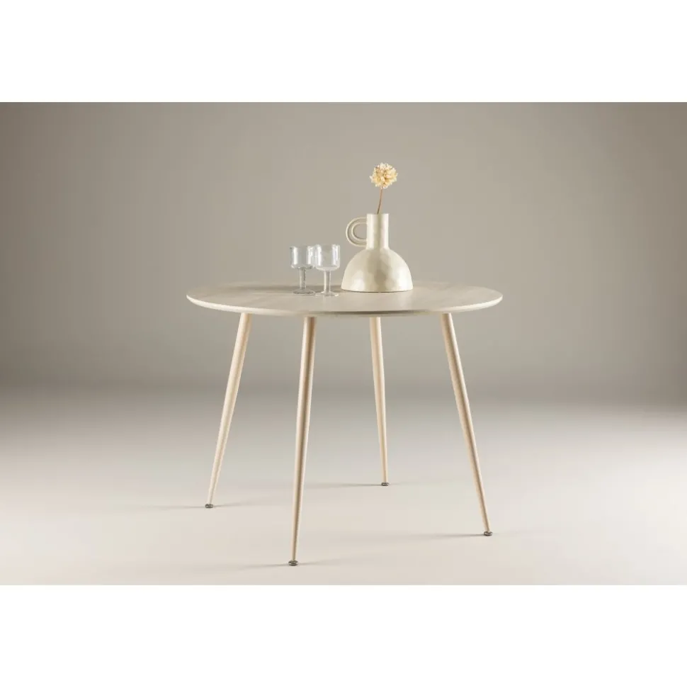 Matbord Ø100 cm i whitewash