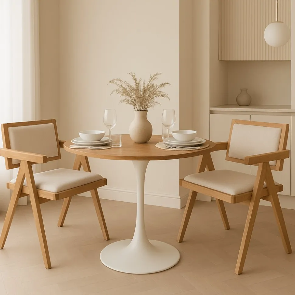 Matbord ek/vit Ø80 cm - Sumner