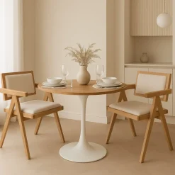 Matbord ek/vit Ø80 cm - Sumner + Textilrengöring för möbler