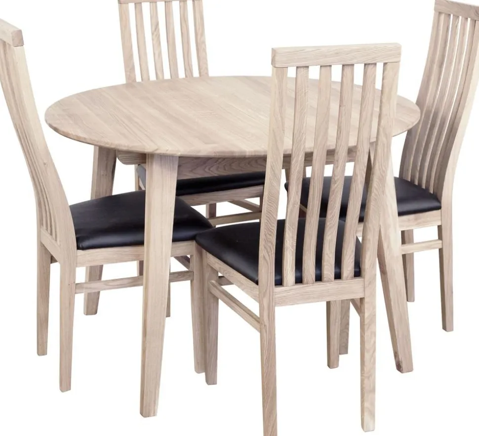 Matbord Genova förlängningsbart Ø110-160x110 cm whitewash oak