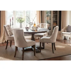 Matbord i brunbetsad ek Ø120 - Lamier