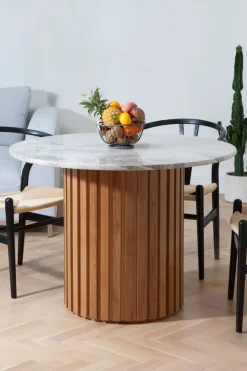 Matbord i marmor Ø105 cm med underrede i ek - Matisse