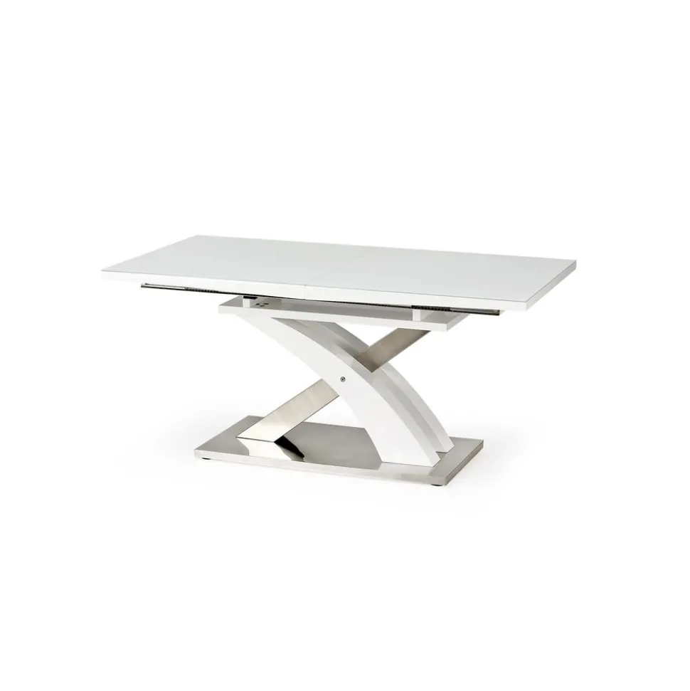 Matbord i vit högglans - förlängningsbart 160 till 220 cm