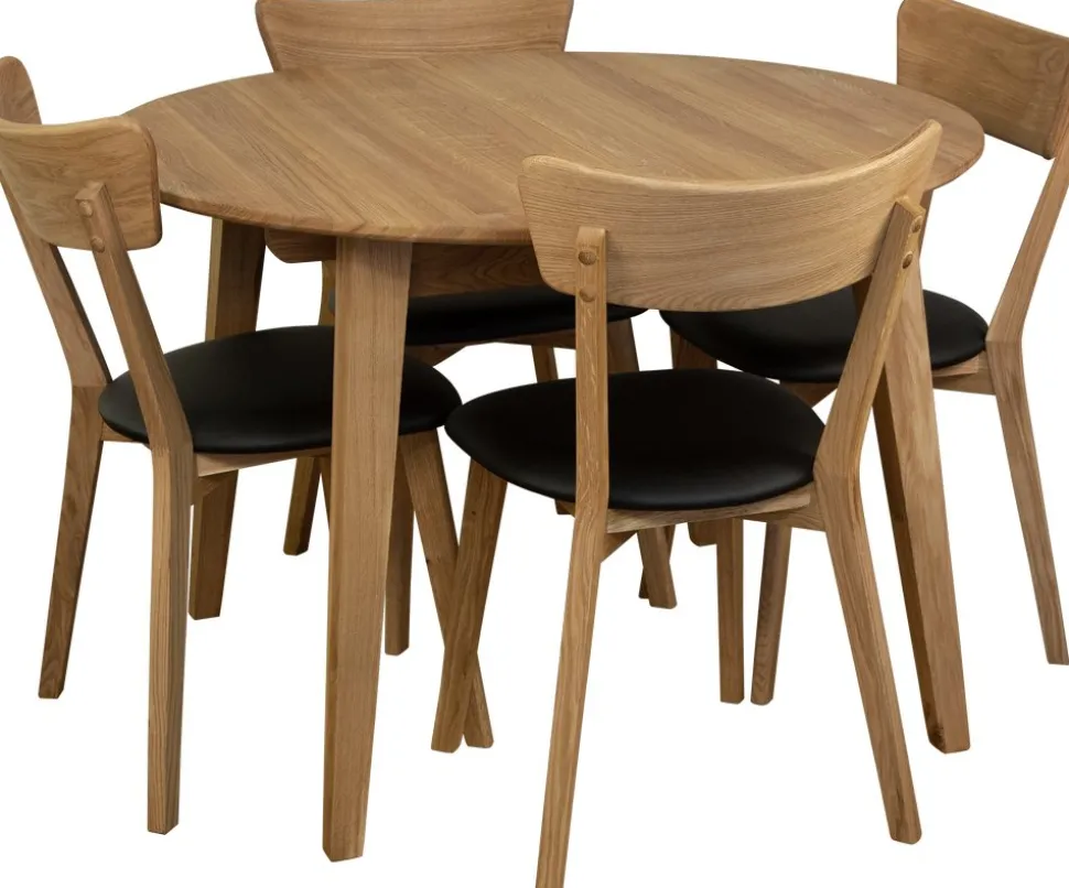 Matbord Oljad ek Ø110-160 cm - Genova + Textilrengöring för möbler