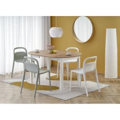 Matbord runt förlängningsbart ek/vit 102-142 cm - Berivan