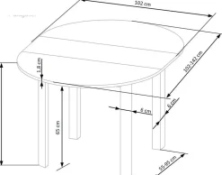 Matbord runt förlängningsbart ek/vit 102-142 cm - Berivan