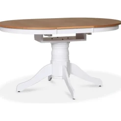 Matbord runt förlängningsbart Ø106-141 cm - Vit / Oljad Ek