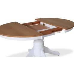 Matbord runt förlängningsbart Ø106-141 cm - Vit / Oljad Ek + Textilrengöring för möbler