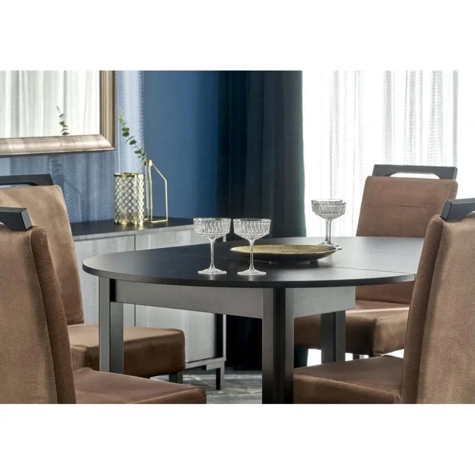 Matbord svart förlängningsbart 102-142 cm