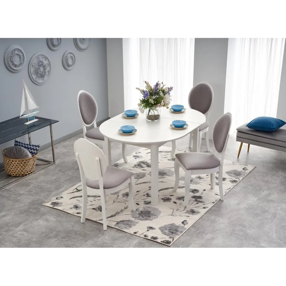 Matbord vitt förlängningsbart 102-142 cm + Möbeltassar