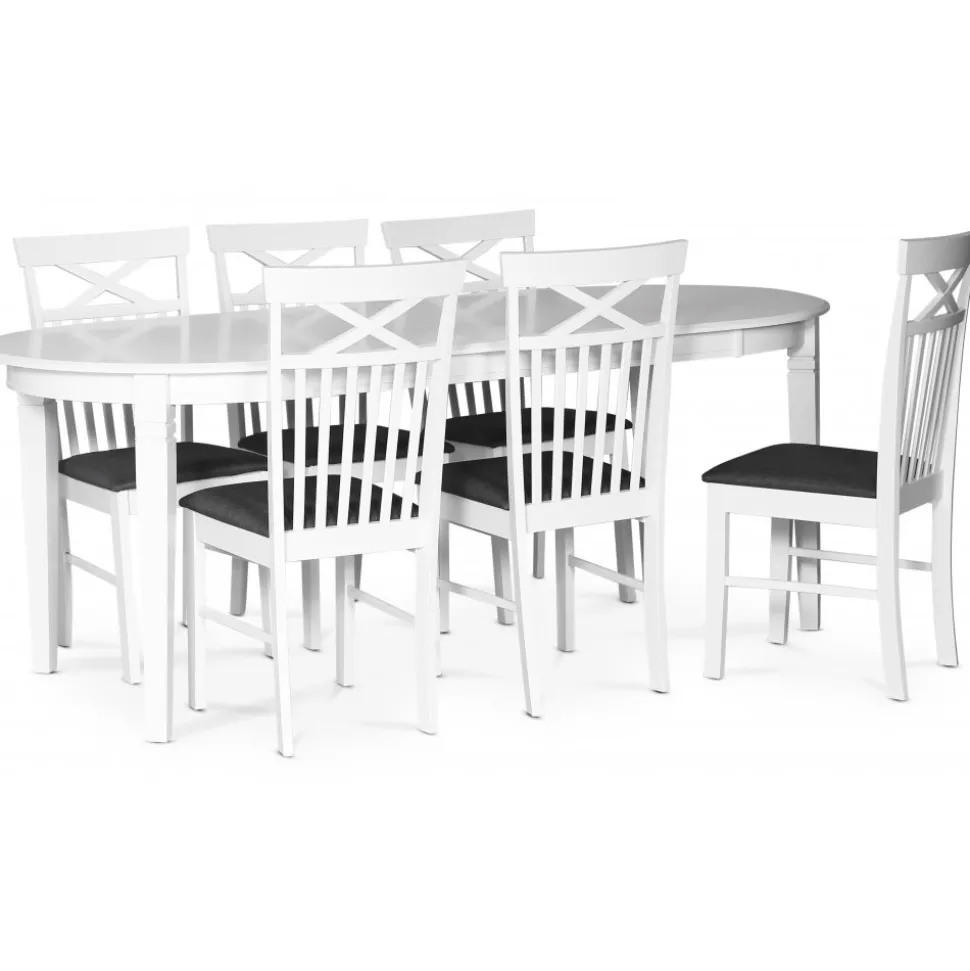 Matbord vitt 200x95 cm - Sandhamn + Textilrengöring för möbler