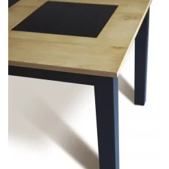 Matbord 180x90 cm ek med svarta plattor