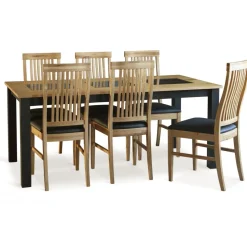 Matbord 180x90 cm ek med svarta plattor