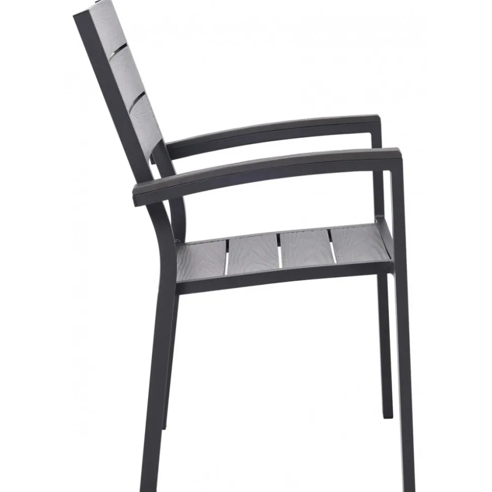 Matgrupp 6 stolar och matbord 205 x 90 cm svart/grå - Las Vegas