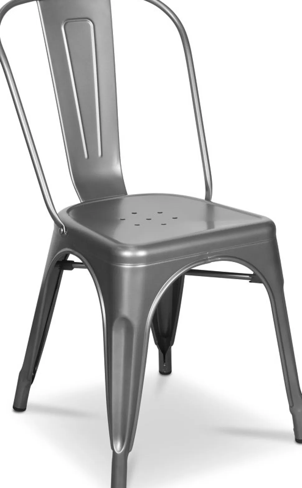 Matgrupp Berivan Ø102142 cm ek/vit med 4 st Industry stolar i borstat stål